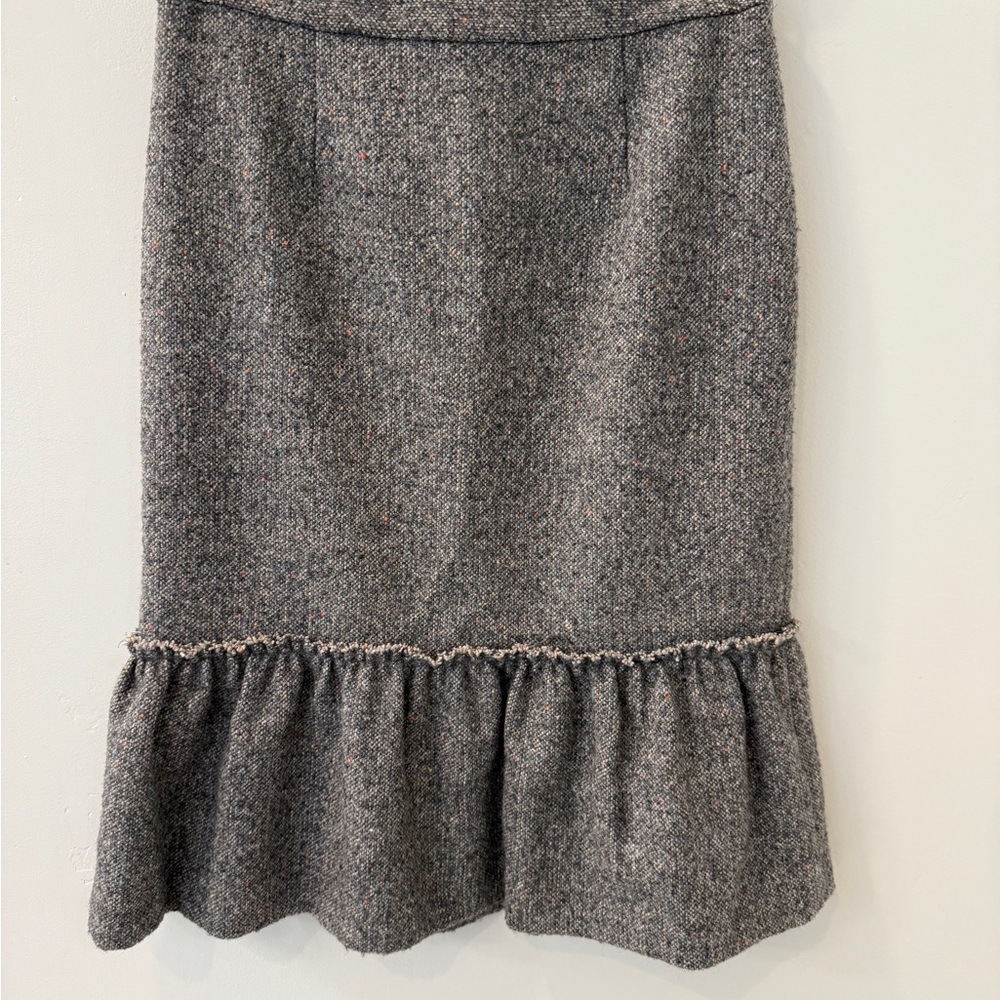 Halogen Charcoal Tweed Pencil Skirt with Ruffle Hem